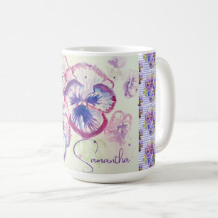 Pansy Pansies Purple Watercolor Flower Floral Pink Coffee Mug