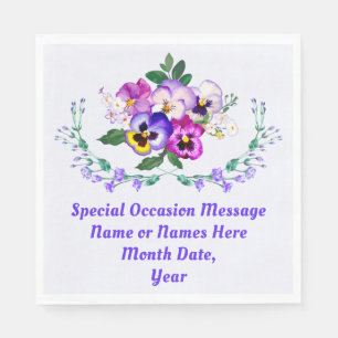 Pansy Paper Napkins, PERSONALIZED for Any Occasion Napkin