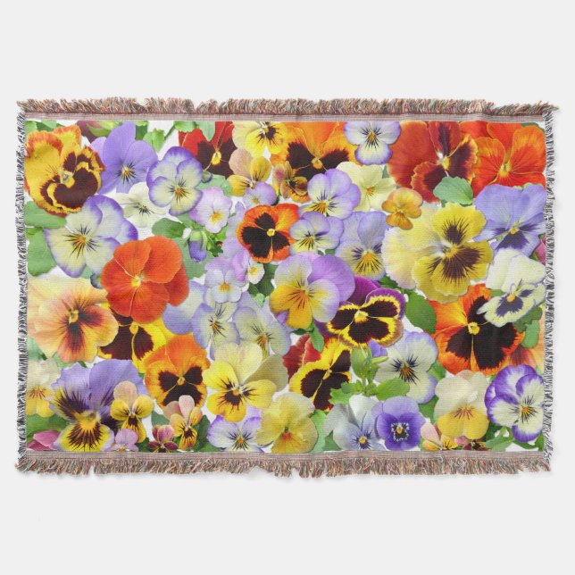 Pansy Patchwork Throw Blanket (Front)