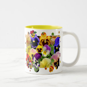 Pansy Patchwork Two-Tone Coffee Mug