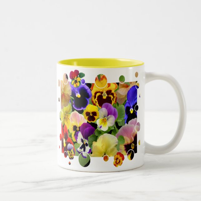 Pansy Patchwork Two-Tone Coffee Mug (Right)