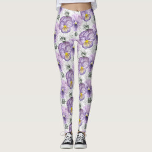 Pansy pattern leggings