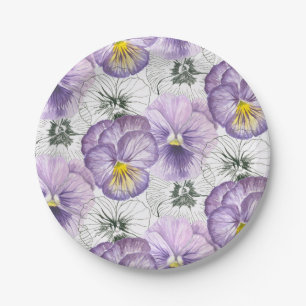 Pansy pattern paper plate