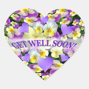 Pansy Perfect Get Well Wishes Heart Sticker