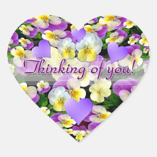 Pansy Perfect Thinking of You Heart Sticker (Front)