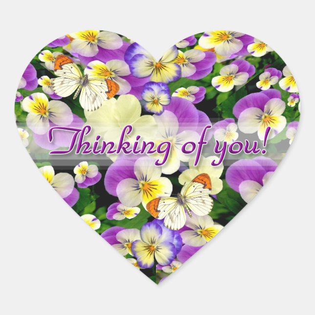 Pansy Perfect Thinking of You  Heart Sticker (Front)