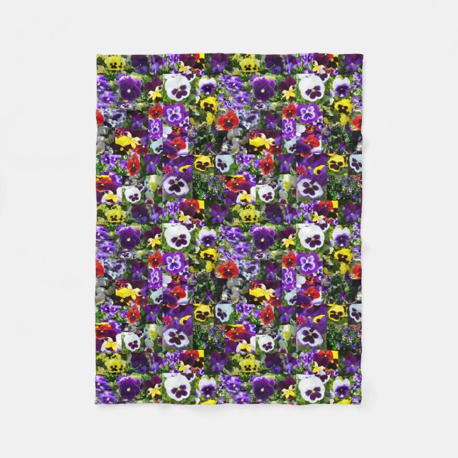 Pansy Photo Collage, Fleece Blanket (Front)