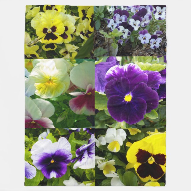 Pansy Photo Collage: Kaleidoscope of Floral Beauty Fleece Blanket (Front)
