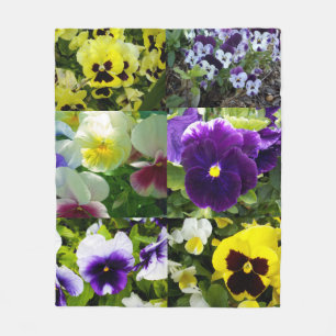 Pansy Photo Collage: Kaleidoscope of Floral Beauty Fleece Blanket