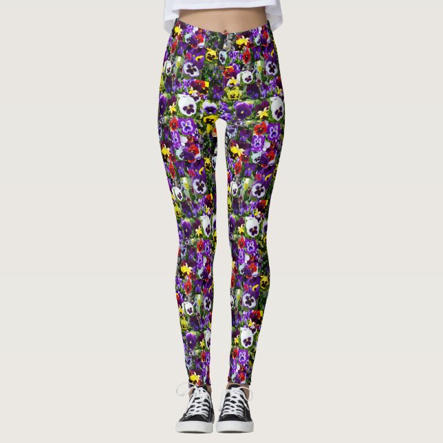 Pansy Photo Collage: Kaleidoscope of Floral Beauty Leggings (Front)