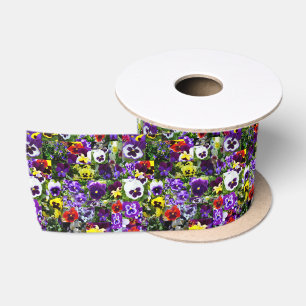 Pansy Photo Collage, Satin Ribbon