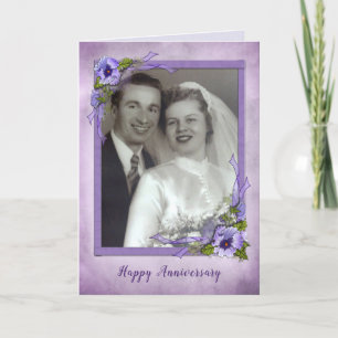 Pansy Photo frame for couple's annivervary Card