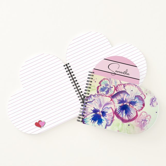 Pansy Pink Watercolor Pansies floral Flower Blush Notebook (Inside)