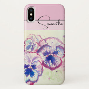 Pansy Pink Watercolor Pansies floral Flower Phone iPhone X Case