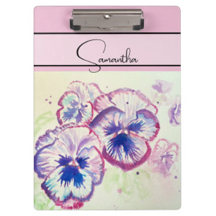 Pansy Pink Watercolor Pansies floral Flower Phone Clipboard