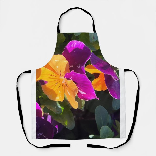 Pansy Postcard Orange and Purple Apron (Front)