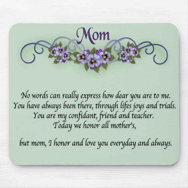 Pansy Scrolls Mother's Day Mouse Mat (Front)