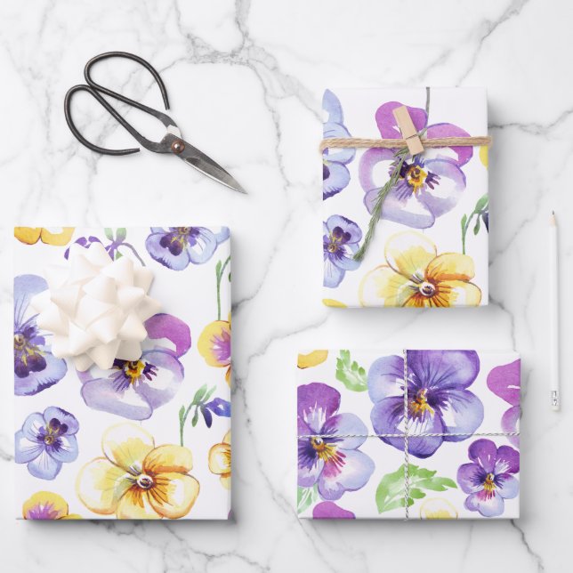 Pansy Seamless Wrapping Paper Sheet (Front)