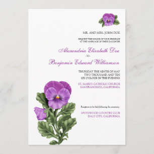 Pansy Spring Floral Formal Wedding Invitation