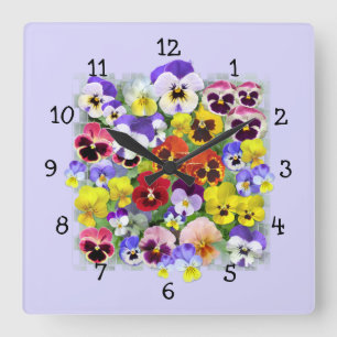 Pansy Time Square Wall Clock