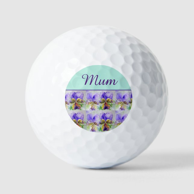 Pansy Viola watercolor Painting Mom Mothers Day Golf Balls (Front)