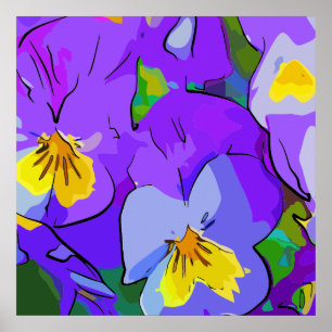 Pansy violet and yellow poster