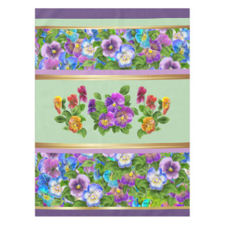 Pansy Violet Flowers Watercolor Floral Cottage Tablecloth