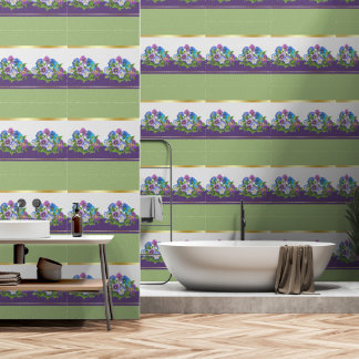 Pansy Violet Flowers Watercolor Floral Pattern Wallpaper