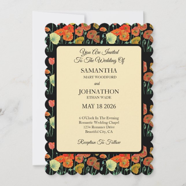 Pansy Watercolor Flower Floral Wedding Invitation (Front)
