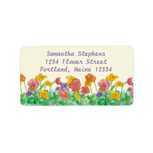 Pansy Watercolor Flowers Rainbow Colours Label