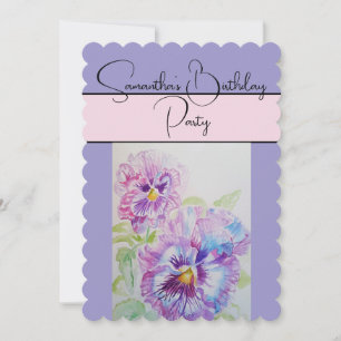 Pansy Watercolor Pansies Violet floral Flower Invitation