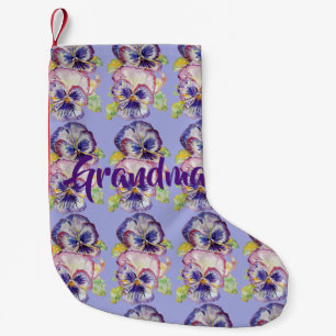 Pansy Watercolor Purple Flowers Grandma Stocking