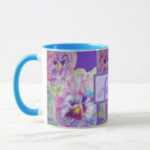 Pansy Watercolour Floral Pretty Purple Flower Mug