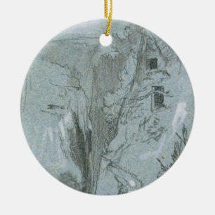 Pantalica, from 'Views of Sicily (chalk & gouache Ceramic Tree Decoration