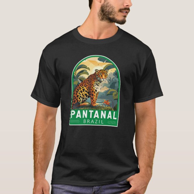 Pantanal Brazil Jaguar Travel Art Vintage T-Shirt (Front)