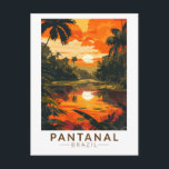 Pantanal Brazil Sunset Travel Art Vintage Postcard<br><div class="desc">Pantanal retro vector travel design. The Pantanal is a natural region encompassing the world's largest tropical wetland area,  and the world's largest flooded grasslands.</div>