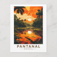 Pantanal Brazil Sunset Travel Art Vintage