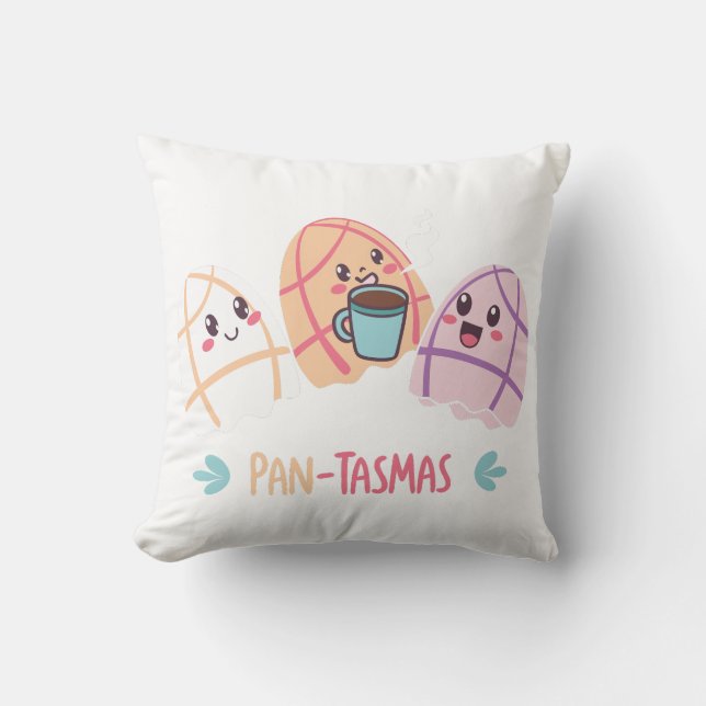 Pantasmas Cute Ghost Concha Throw Pillow – Kawaii  (Front)