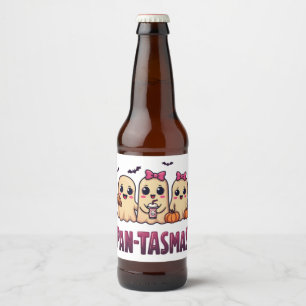 Pantasmas Funny Ghost Groovy Retro Halloween Beer Bottle Label