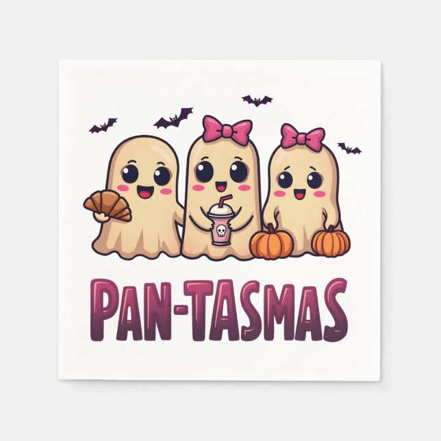 Pantasmas Funny Ghost Groovy Retro Halloween Napkin (Front)