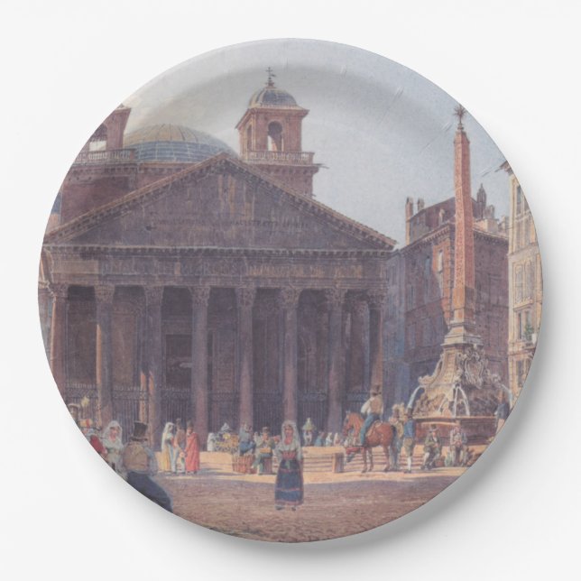 Pantheon and Piazza della Rotonda in Rome, Italy Paper Plate (Front)