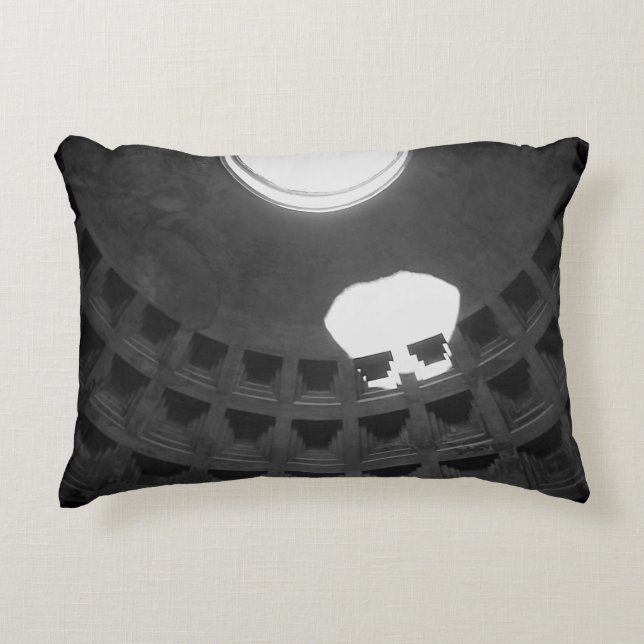 Pantheon Light Skull Rome Italy Black and White Decorative Cushion (Front)