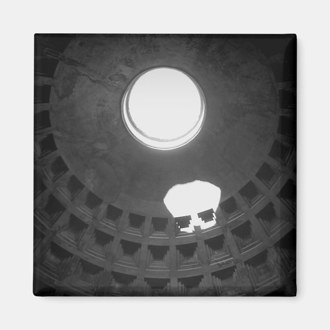 Pantheon Light Skull Rome Italy Black and White Magnet (Front)