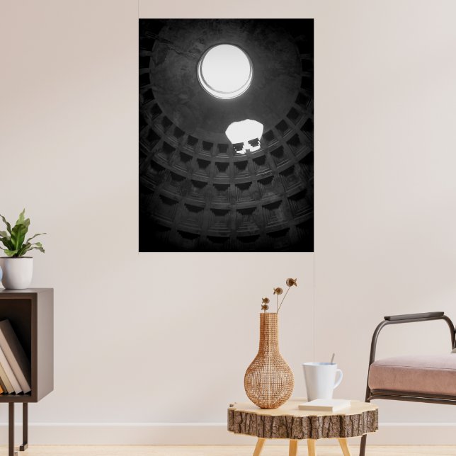 Pantheon Light Skull Rome Italy Black and White Poster (Living Room 3)