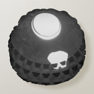 Pantheon Light Skull Rome Italy Black and White Round Cushion