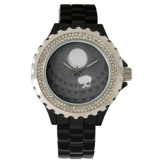 Pantheon Light Skull Rome Italy Black and White Watch (Front)