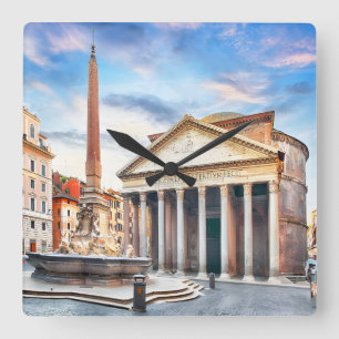 Pantheon Rome Italy Vintage Europe Travel Square Wall Clock