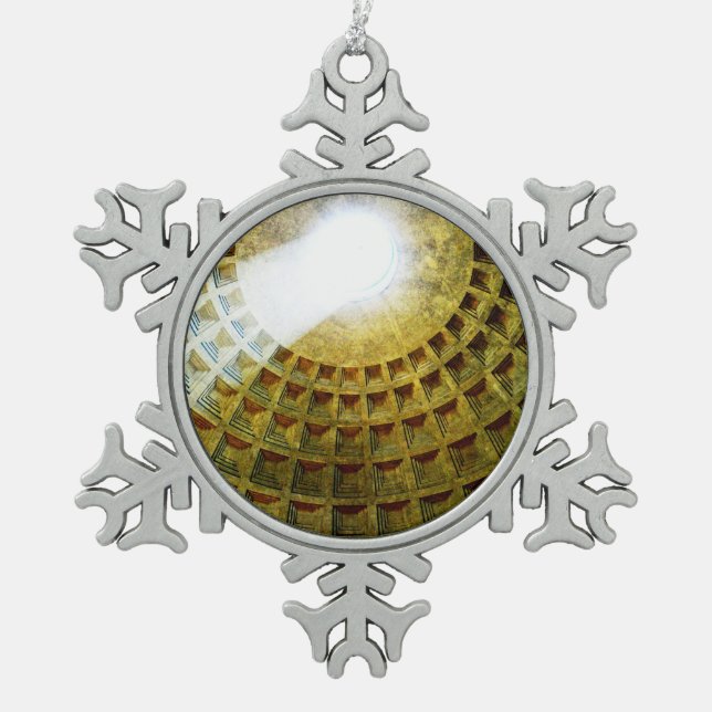 Pantheon Snowflake Pewter Christmas Ornament (Front)