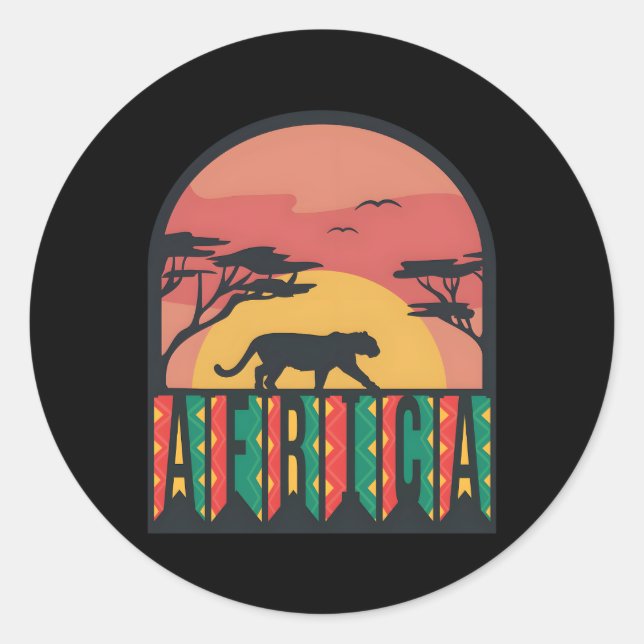 Panther Africa Safari Serengeti Adventure Big Five Classic Round Sticker (Front)