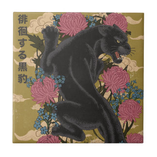 Panther Among the Flowers  Tile
